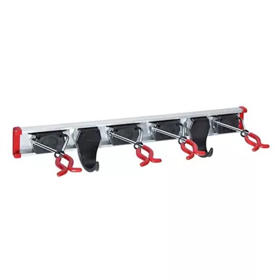 Bruns Gerätehalterschiene 0,5m mit 4 Gerätehaltern und 2 Haken Bruns Gerätehalterschiene 0,5m mit 4 Gerätehaltern und 2 Haken