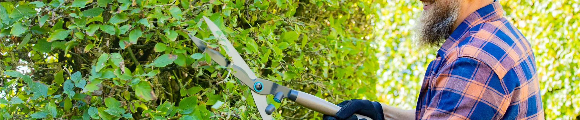 Gartengeräte - Mann mit Heckenschere Gartengeräte - Mann mit Heckenschere
